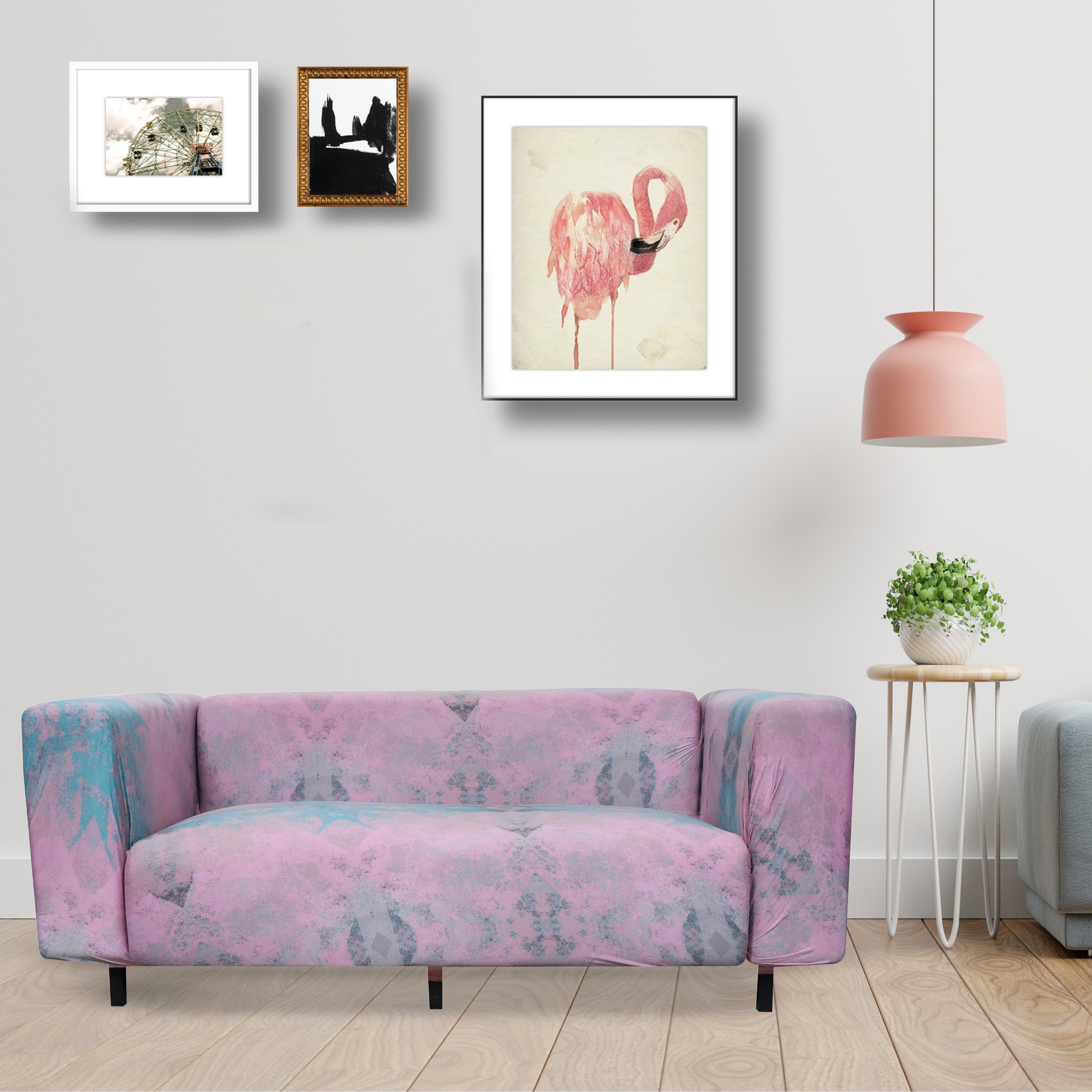 Printed Sofa Cover - Fog Pink