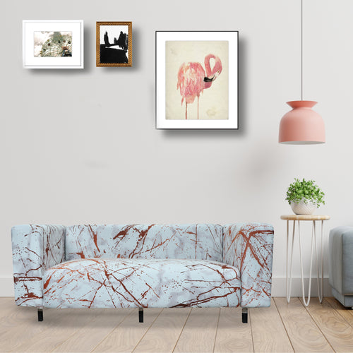 Printed Sofa Slipcover - Marble White Gold