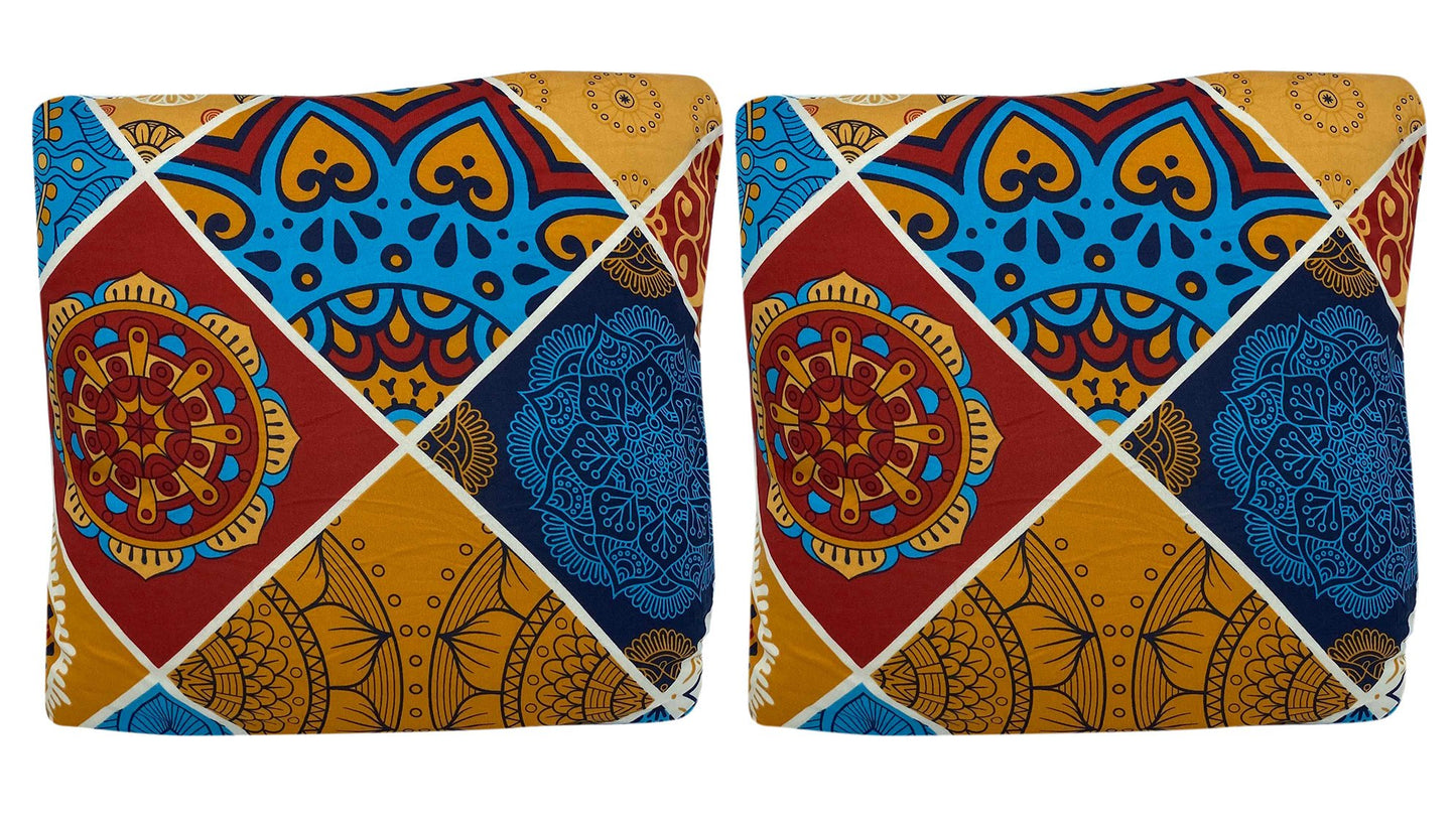 Bohemian Print Sofa Cover - Mandala Blue Yellow