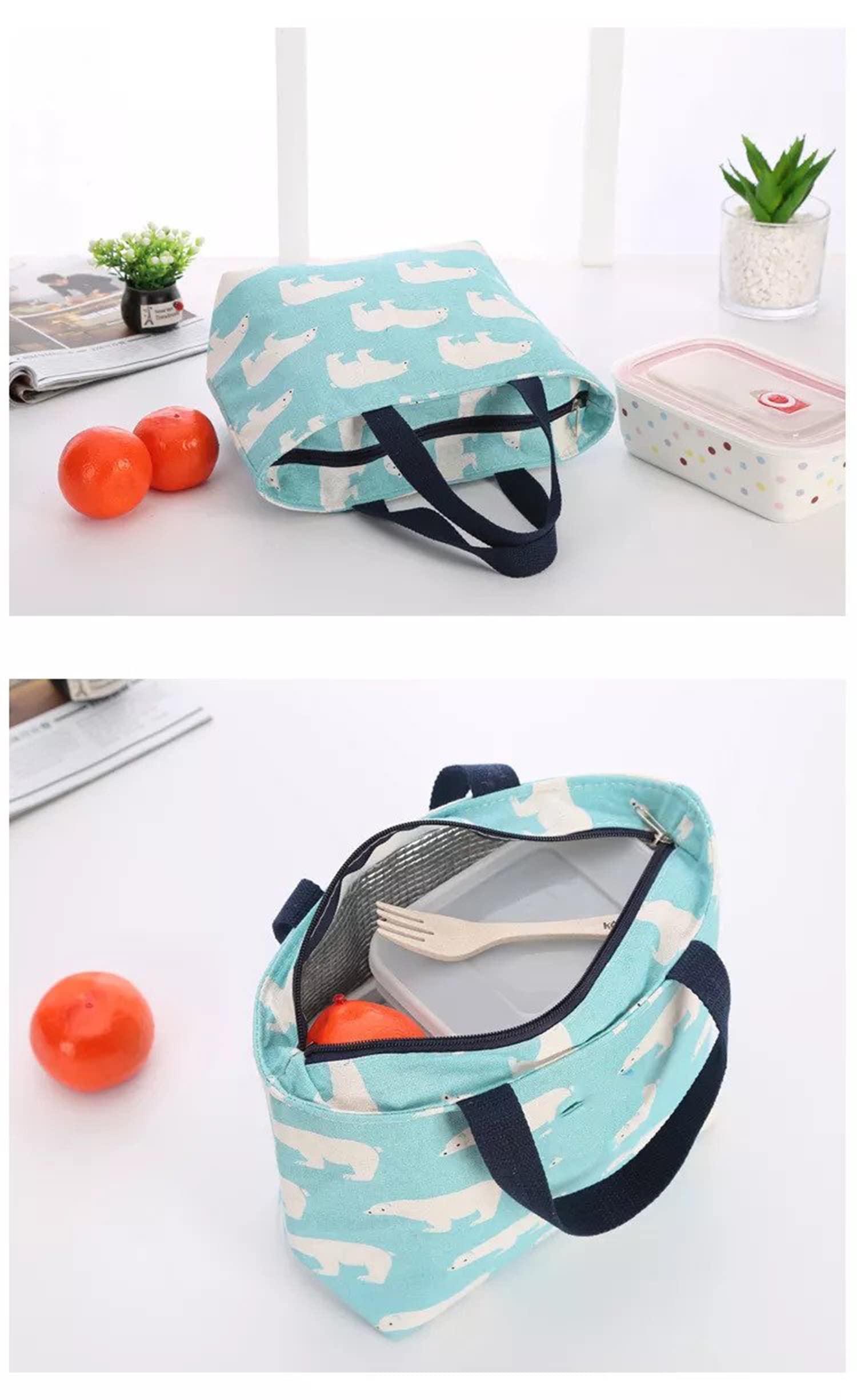 Reusable Linen Lunch Bag with Aluminum Foil