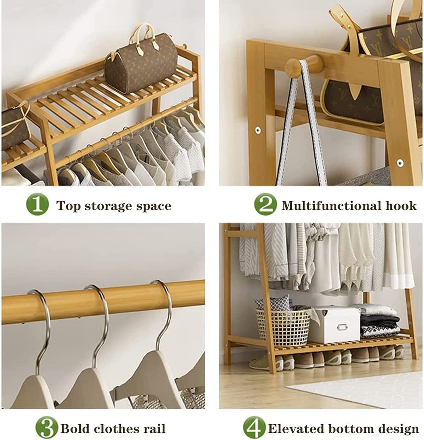 Wooden Clothing Rack with 5 Tiers(130x40x140cm)
