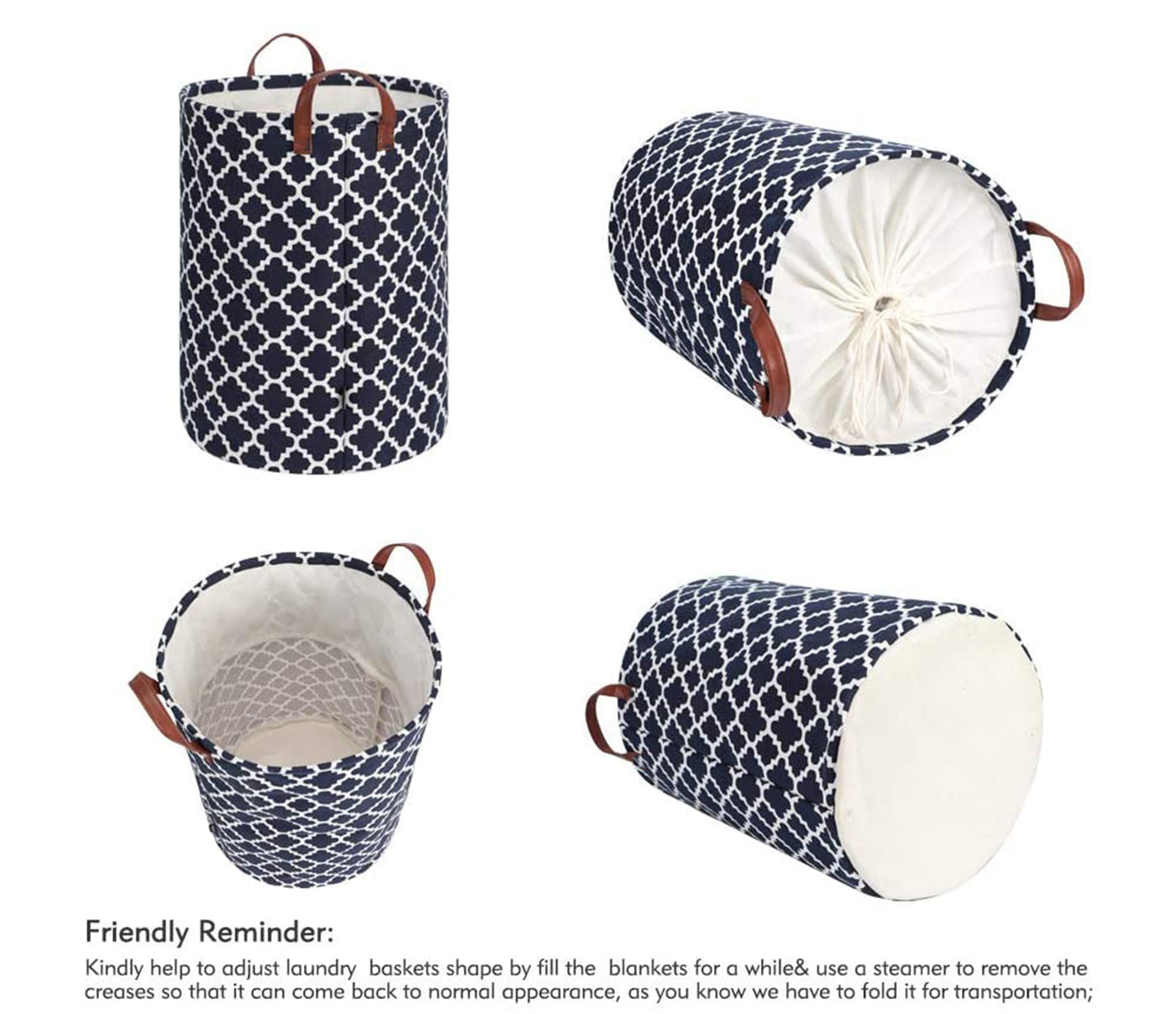 Laundry Basket with Handle-Black Diamond