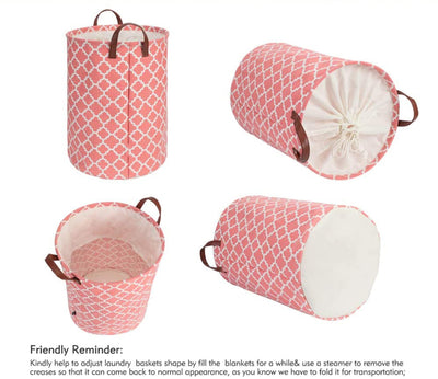 Laundry Basket with Handle-Pink Diamond