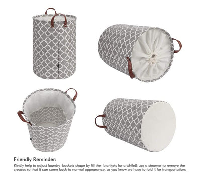 Laundry Basket with Handle-Grey Diamond