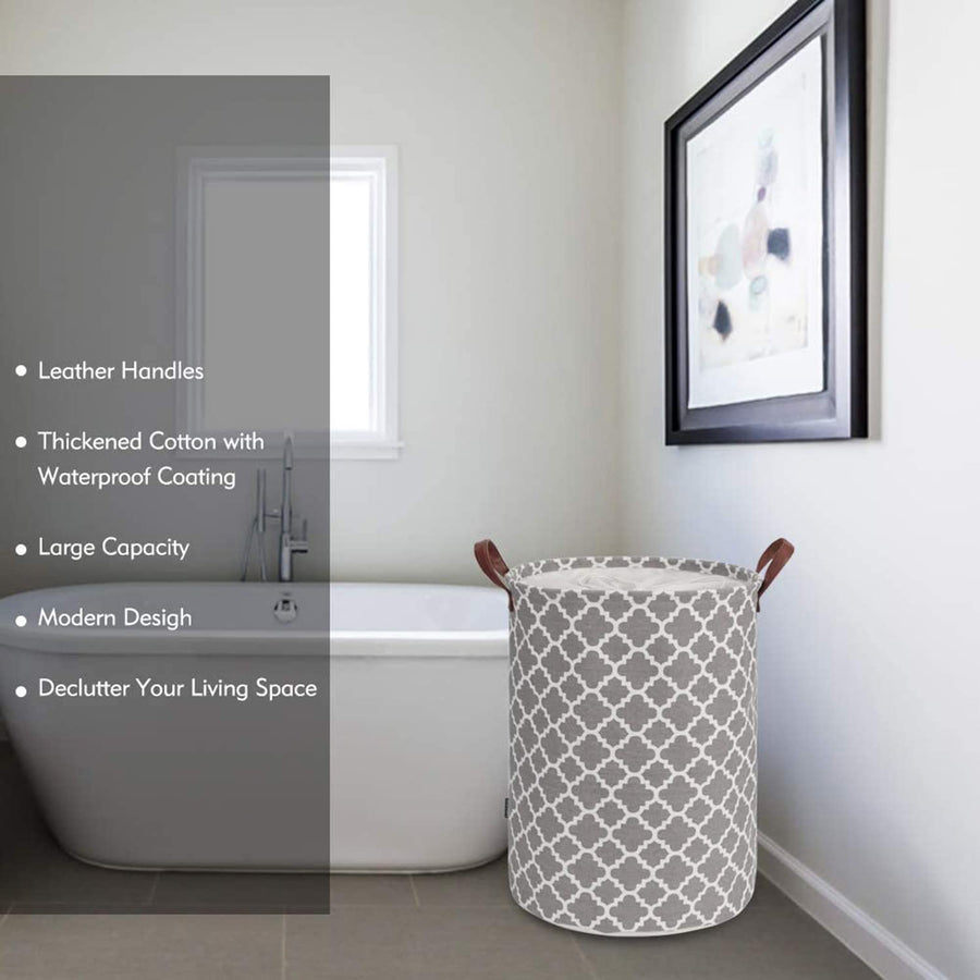 Laundry Basket with Handle-Grey Diamond