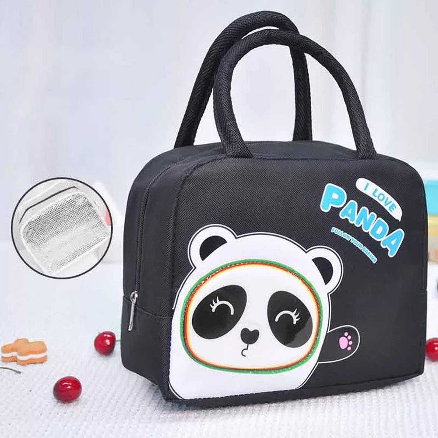 Panda Printed Insulated Reusable Lunch Bag