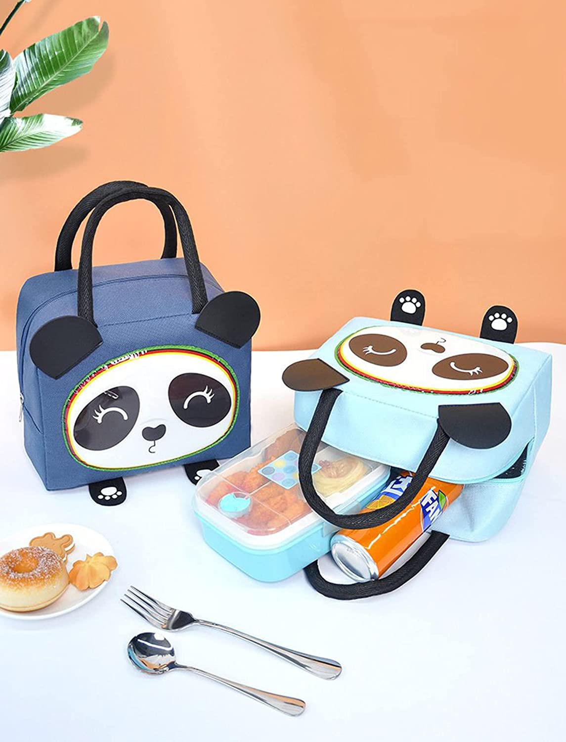 Panda Printed Insulated Reusable Lunch Bag