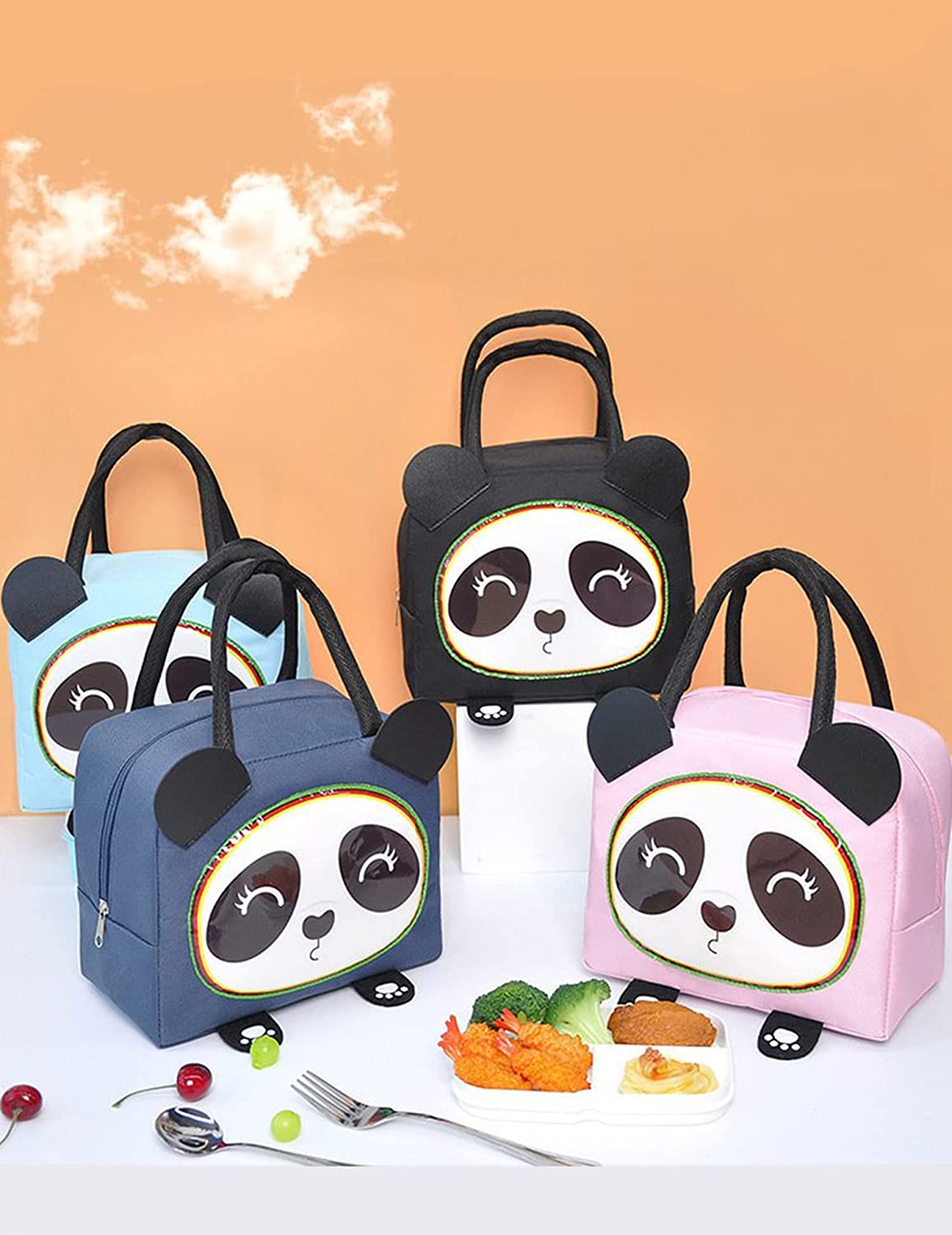 Panda Printed Insulated Reusable Lunch Bag
