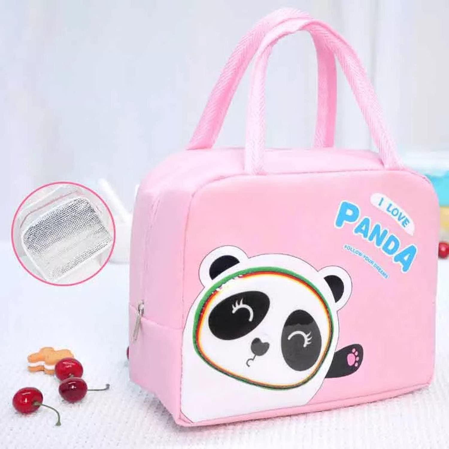 Panda Printed Insulated Reusable Lunch Bag