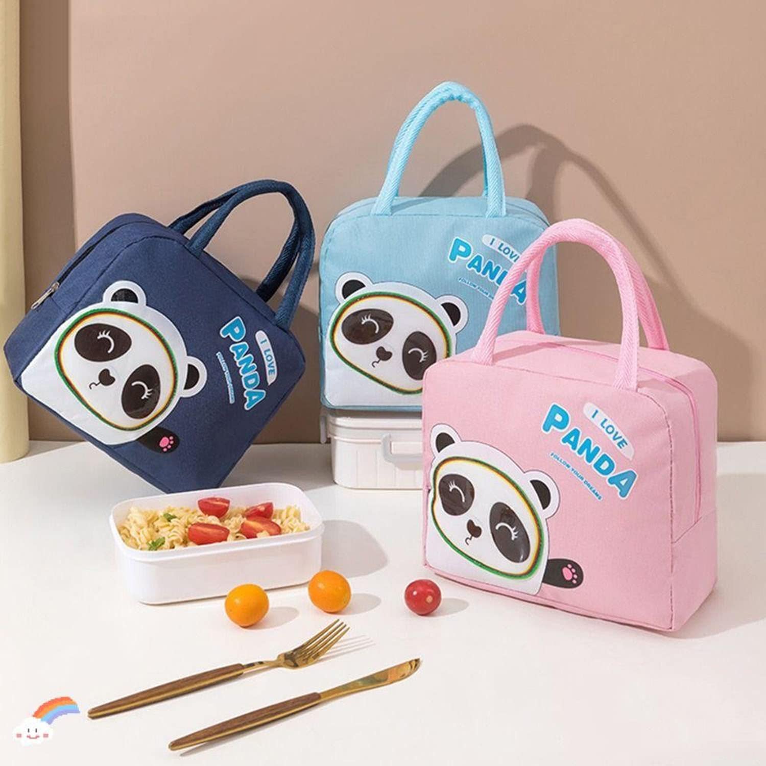 Panda Printed Insulated Reusable Lunch Bag