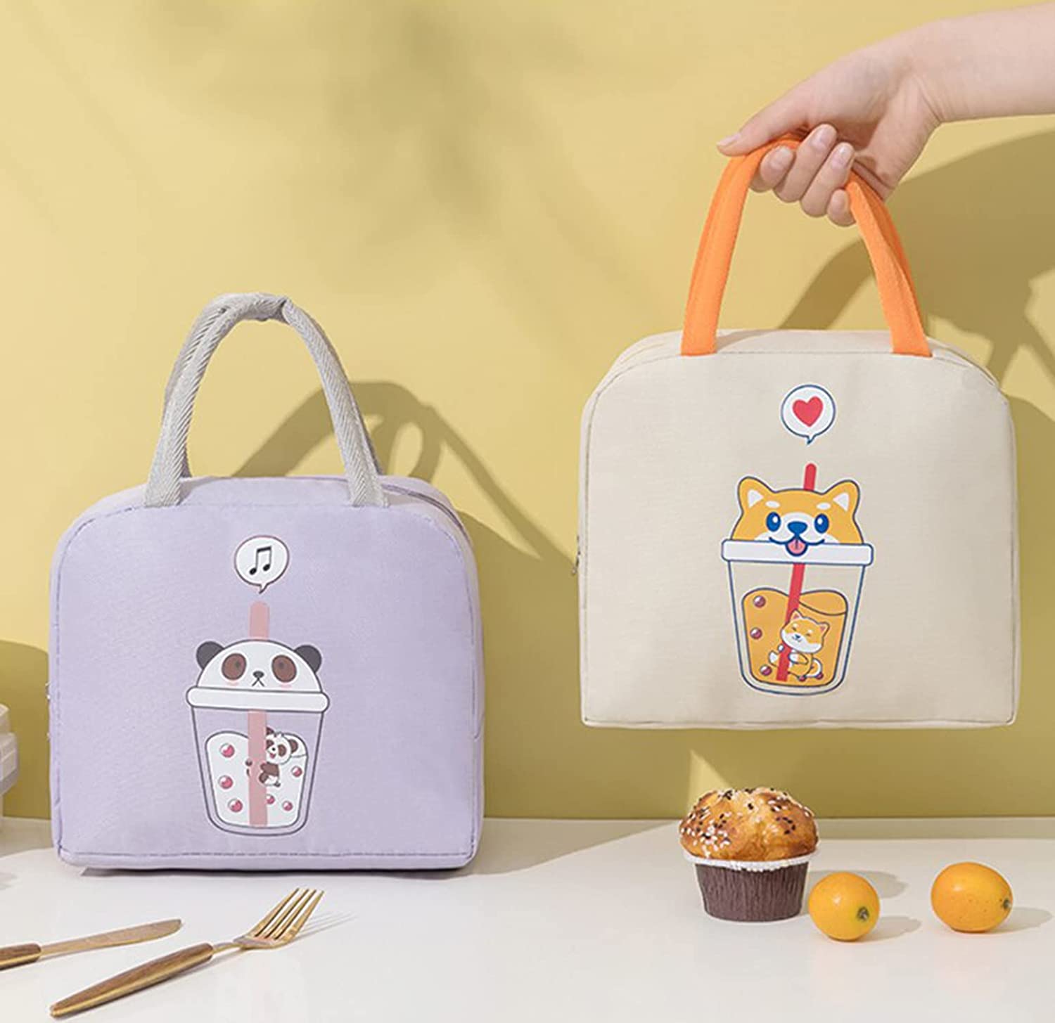 Panda Printed Insulated Reusable Lunch Bag