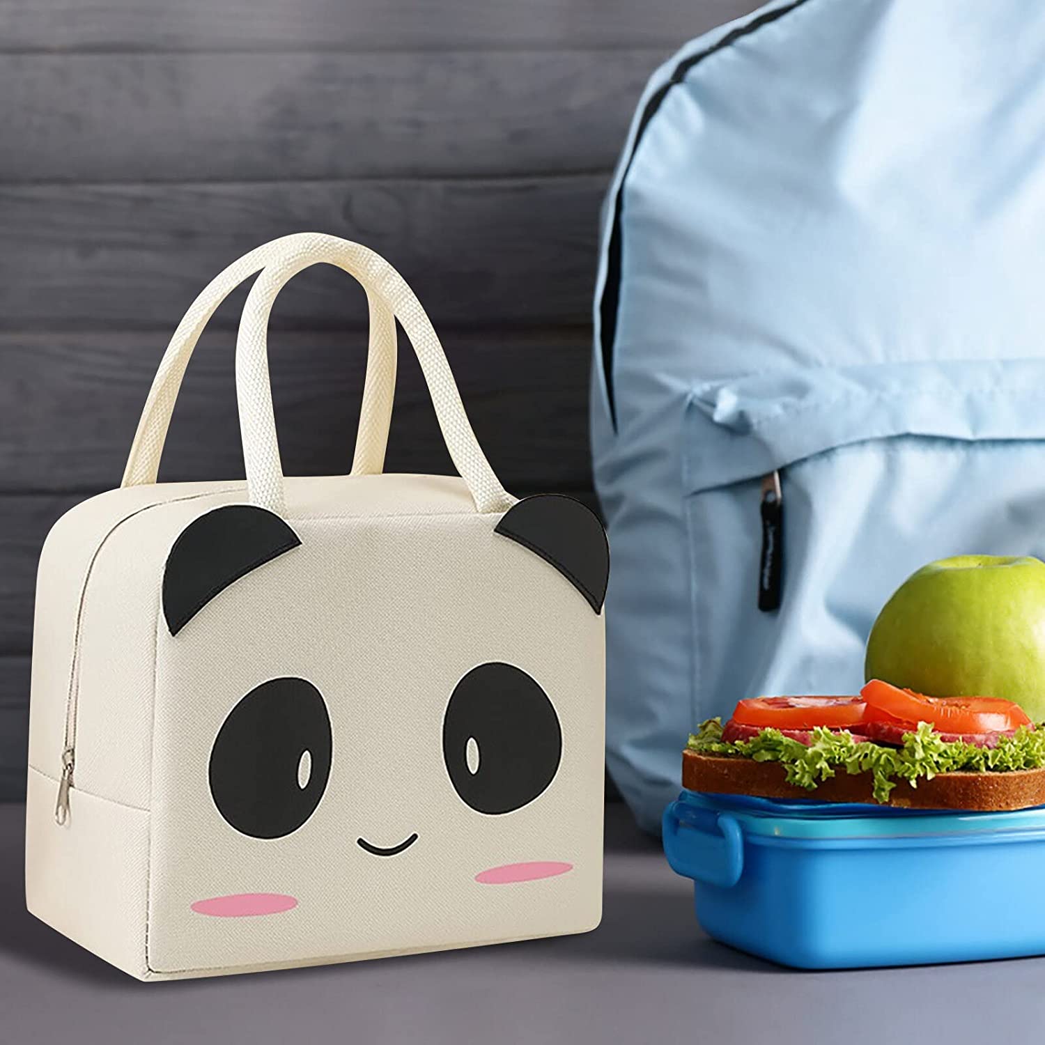 Panda Printed Insulated Reusable Lunch Bag
