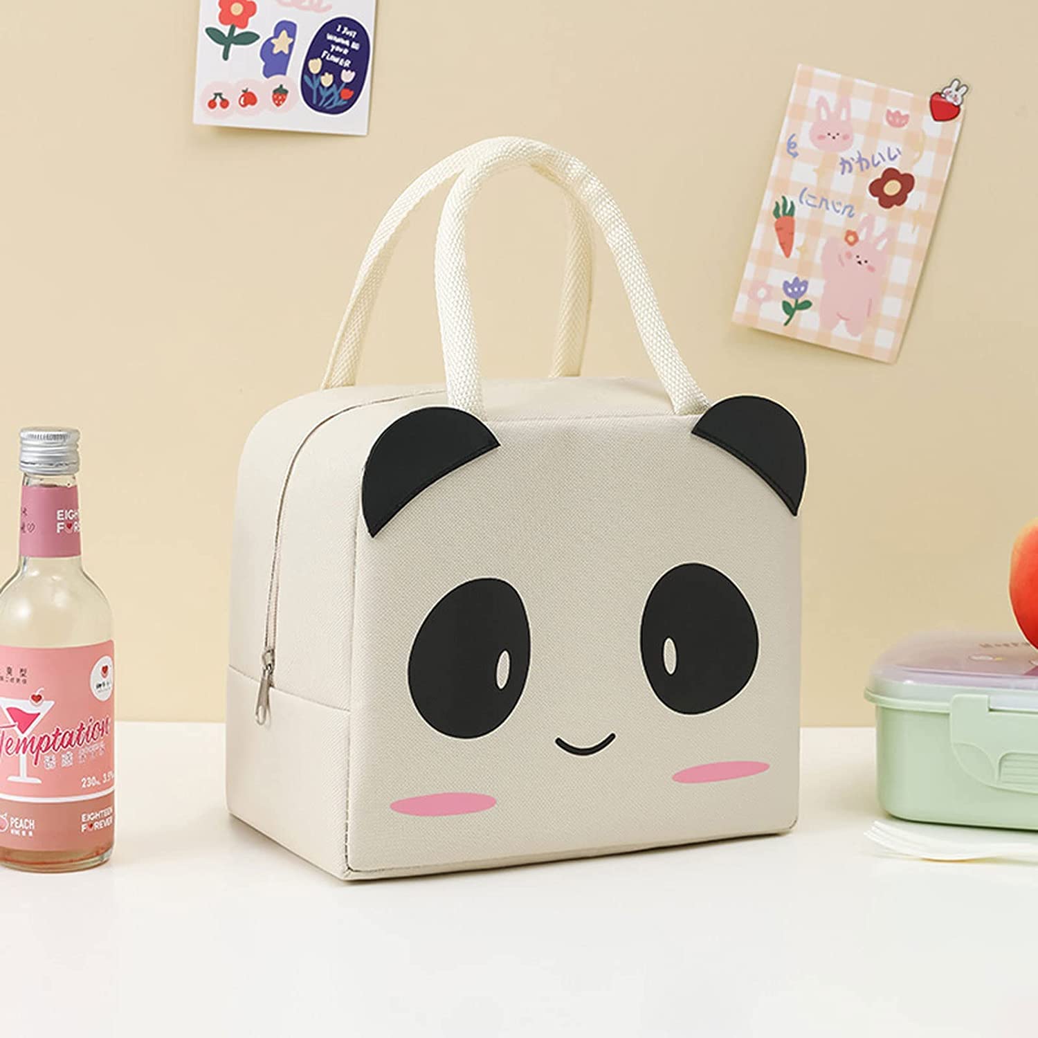 Panda Printed Insulated Reusable Lunch Bag
