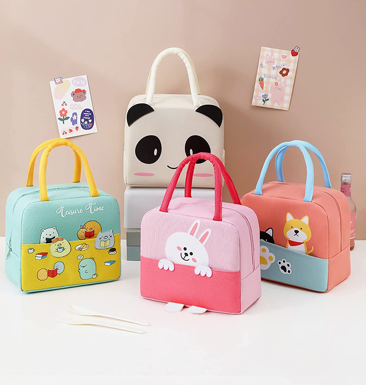 Panda Printed Insulated Reusable Lunch Bag