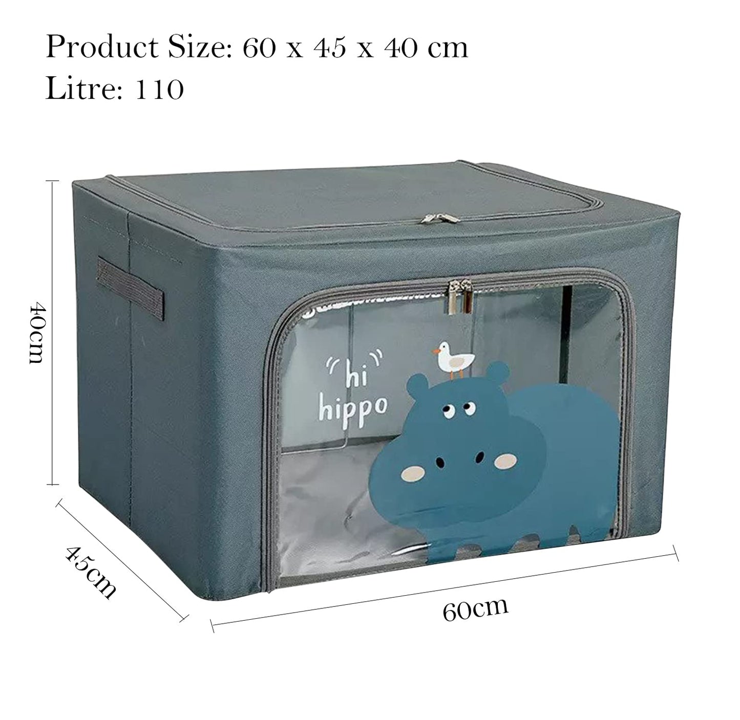 Large Capacity Foldable Clothing Storage Box - Hippo