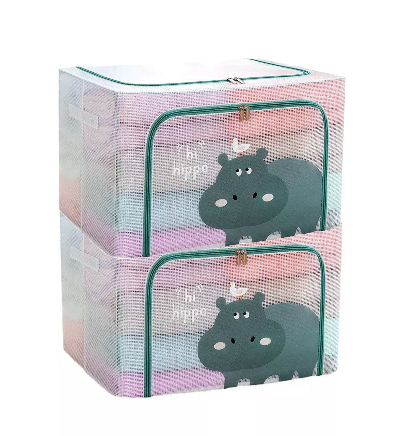 Large Capacity Transparent Foldable Clothing Storage Box - Hippo