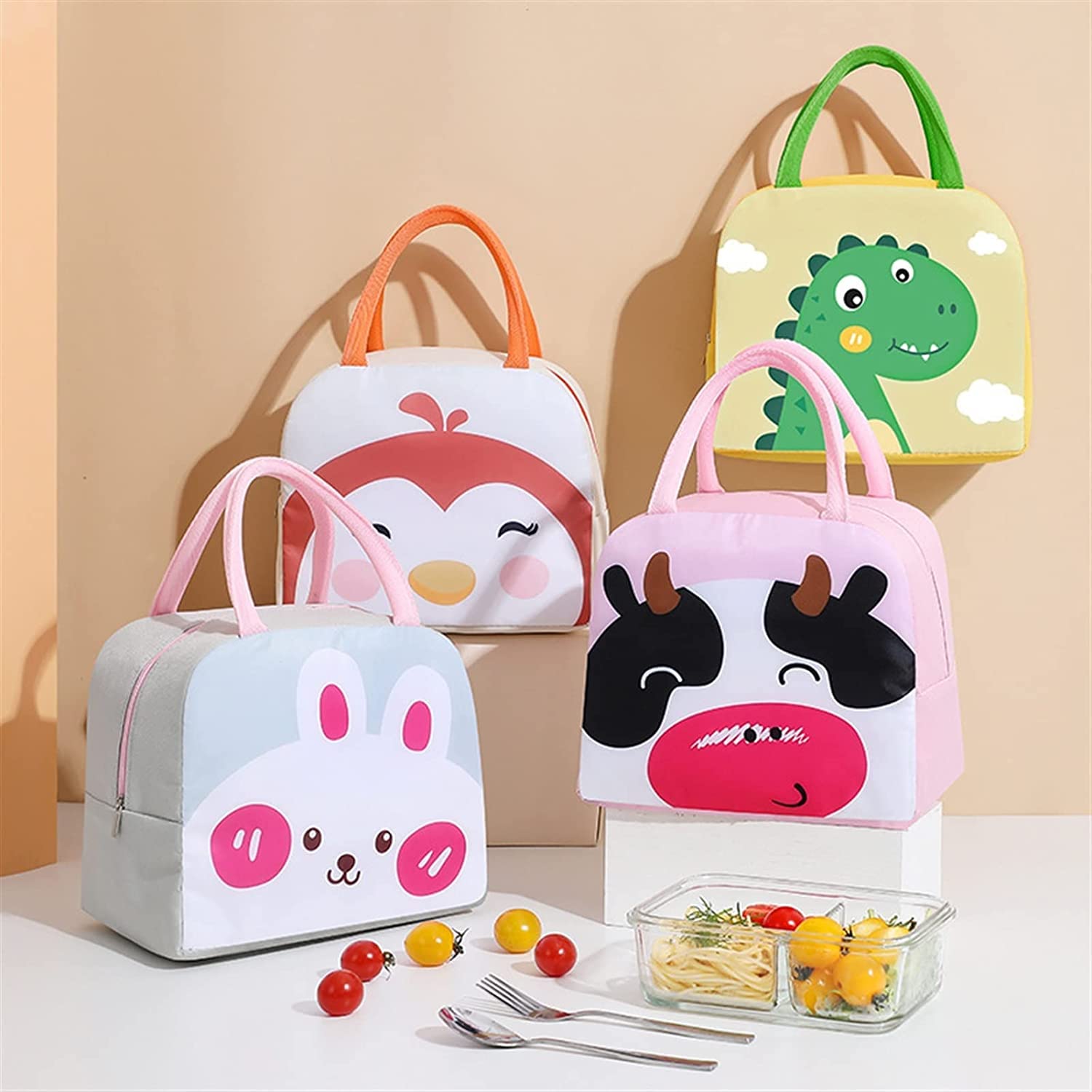 Kids Printed Insulated Reusable Lunch Bag Tote Bag