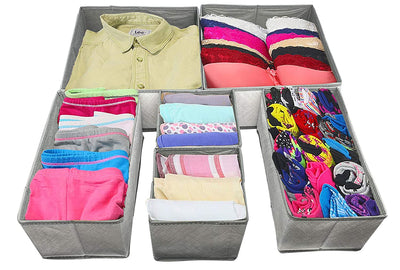 Set of 6 Foldable Storage Box Drawer Divider Organizer Basket Bins