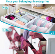 Set of 6 Foldable Storage Box Drawer Divider Organizer Basket Bins