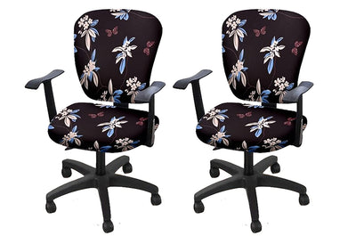 Floral Printed Polyester Spandex Office Chair Cover