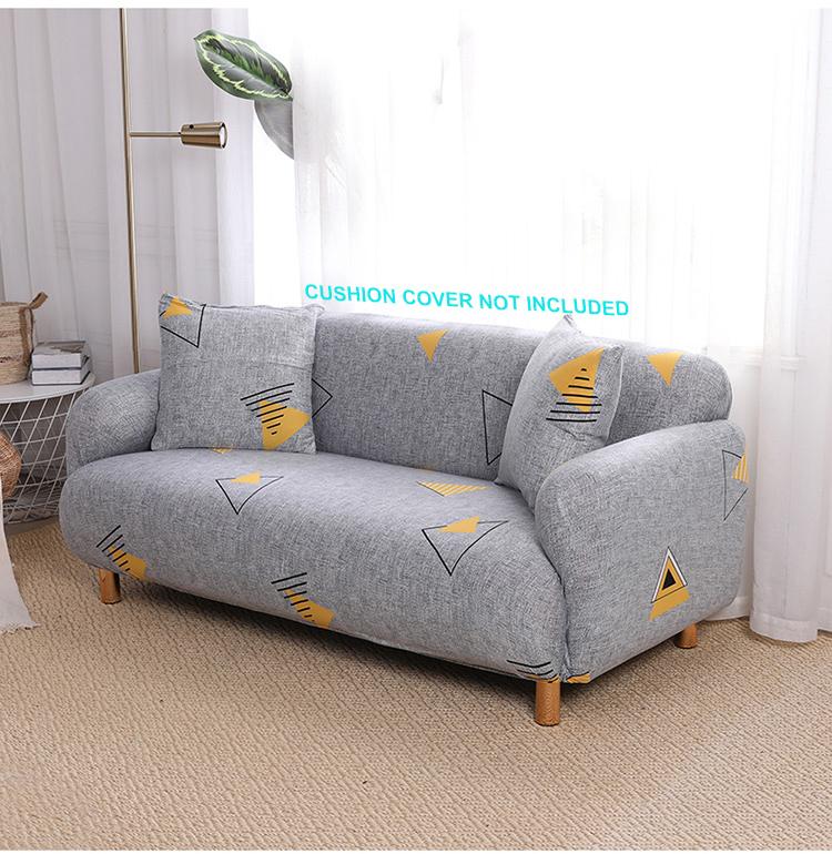 Printed Sofa Cover - Grey Yellow Triangle