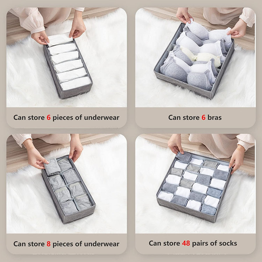 Foldable Wardrobe Clothes Closet Organizer, Save Space Clothing Storage Bins - Linen