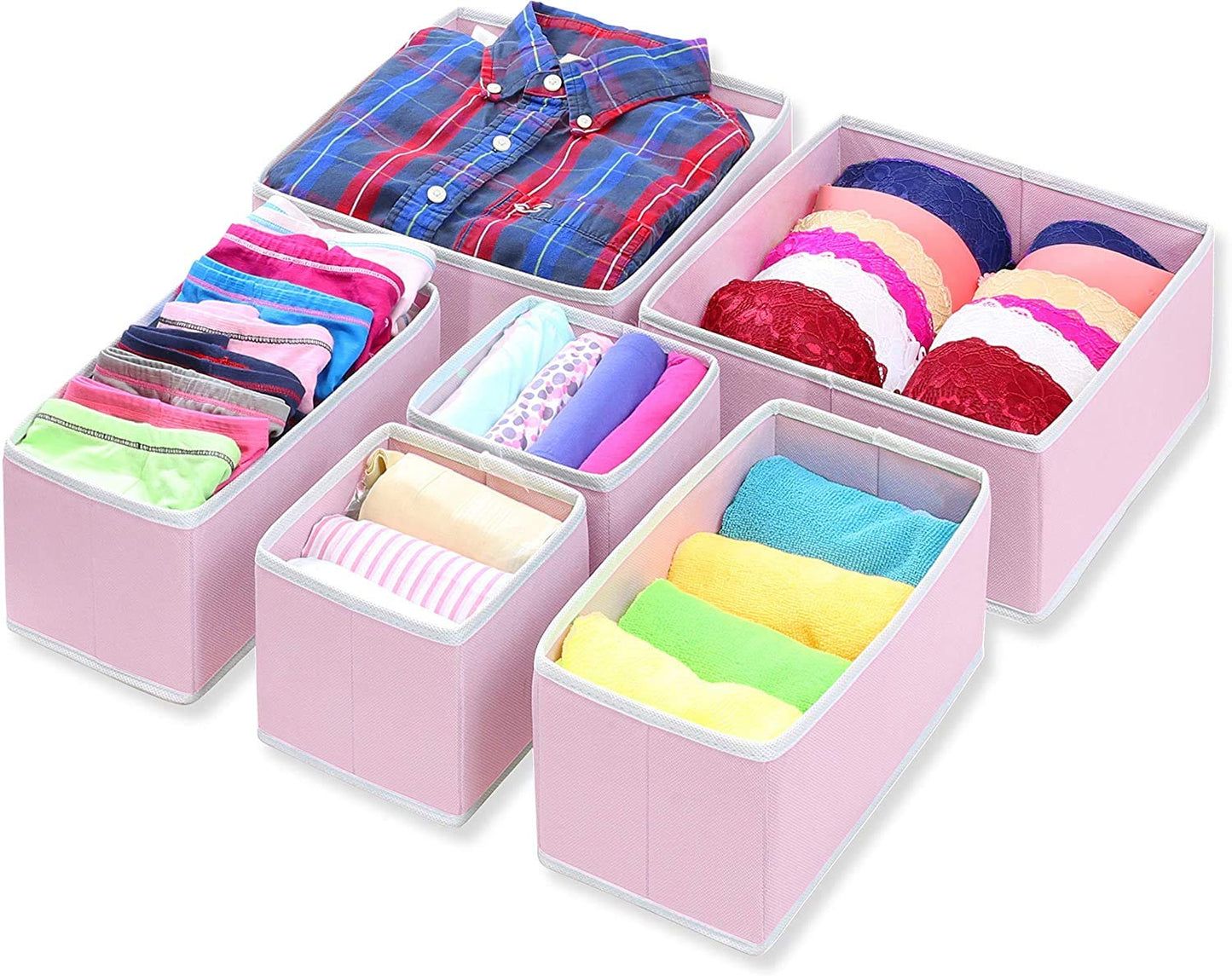 Set of 6 Foldable Storage Box Drawer Divider Organizer Basket Bins