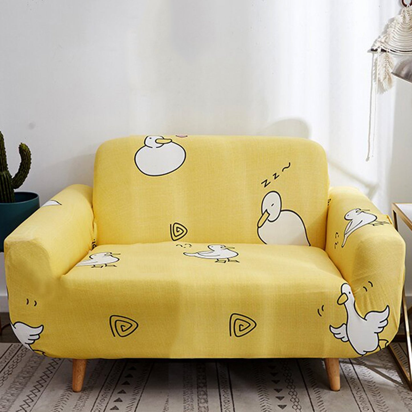 Printed Sofa Cover - Yellow Duck