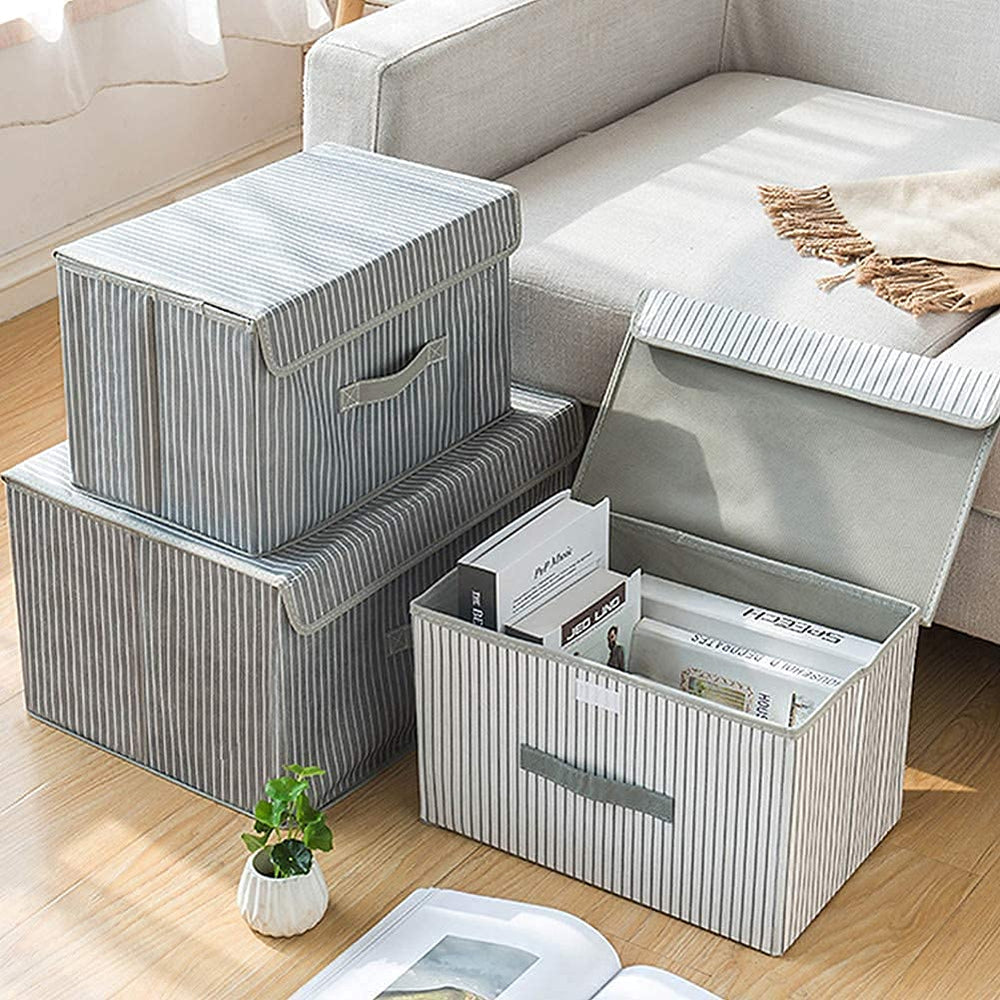 3 Pack Foldable Storage Bin with Lid and Handle