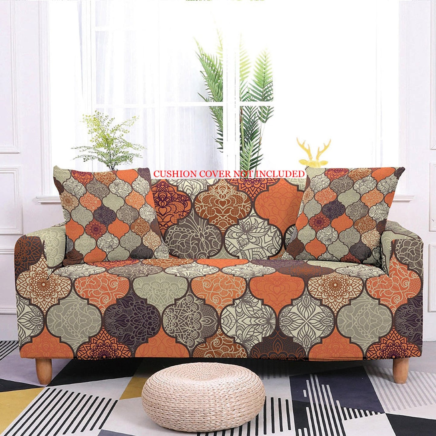 Bohemian Print Sofa Cover - Boho Orange