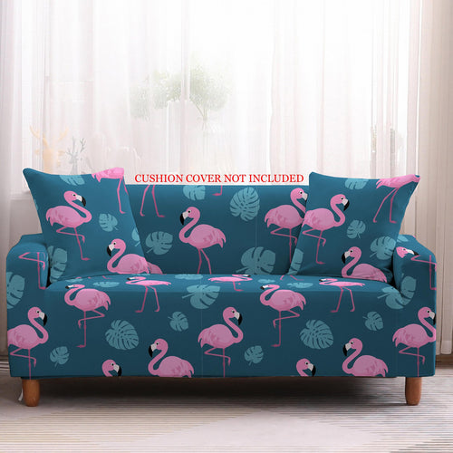 Printed Sofa Cover - Flamingo Blue