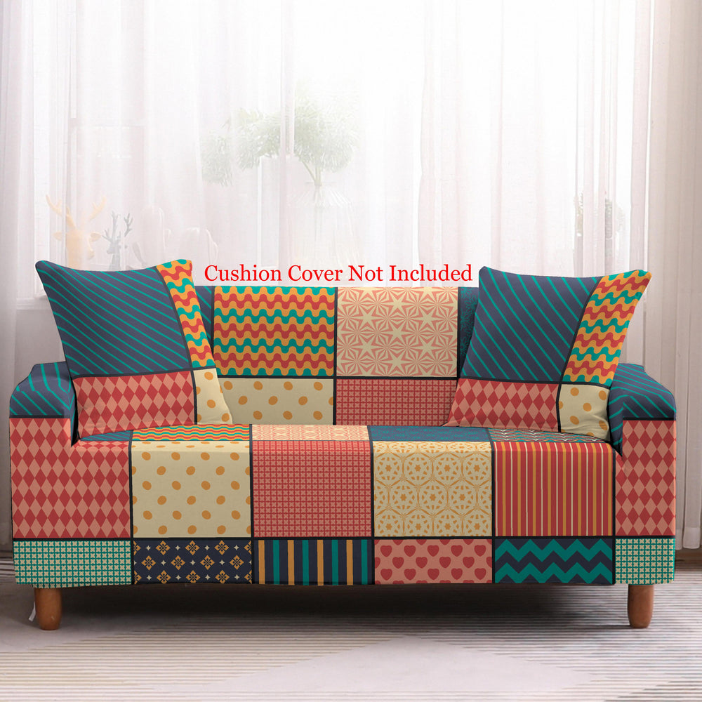 Bohemian Print Sofa Cover - Geometry Orange Blue