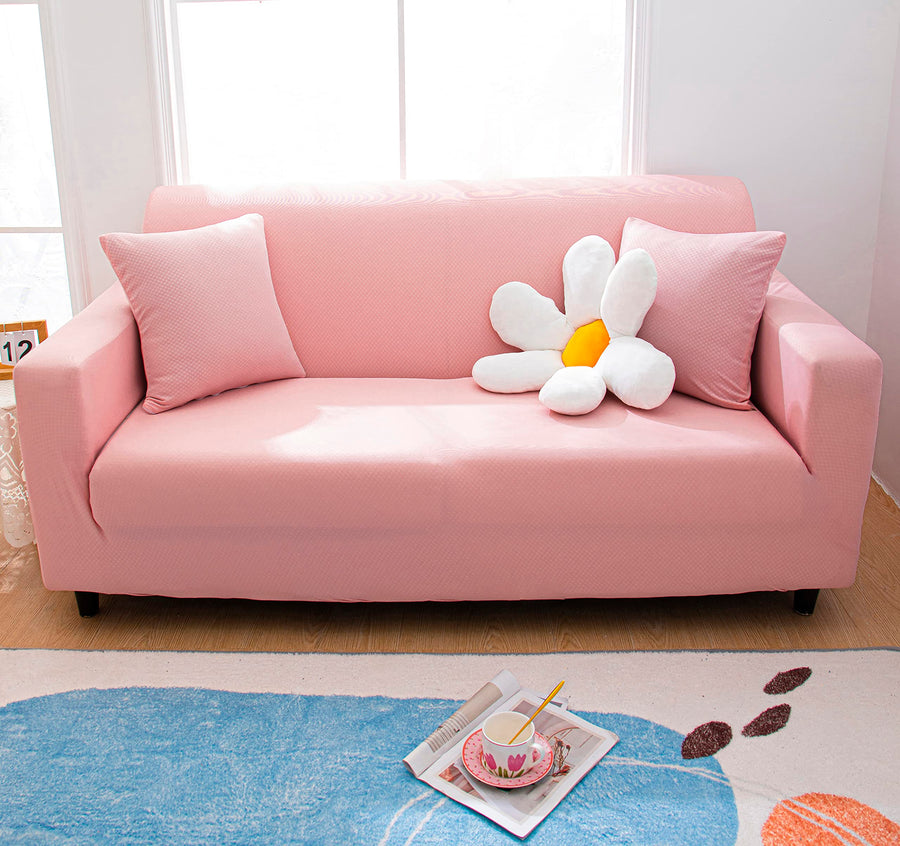 Universal Sofa Slipcover with 1 Cushion Cover-Pink