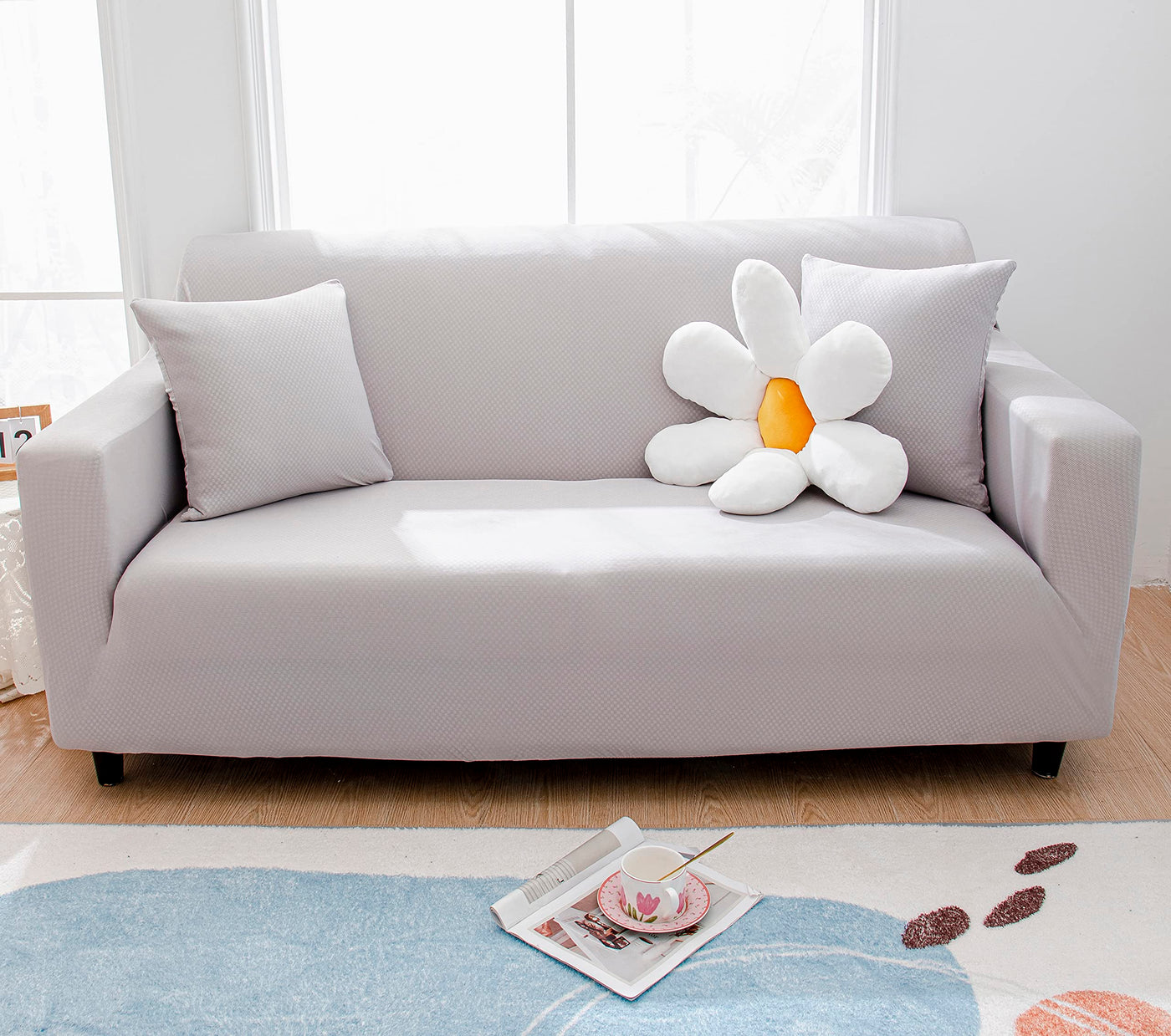 Universal Sofa Slipcover with 1 Cushion Cover-Smoke