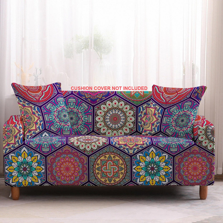 Bohemian Print Sofa Cover - Mandala Purple