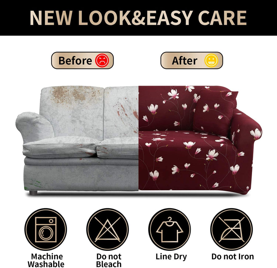 Printed Sofa Cover - Wine Floral