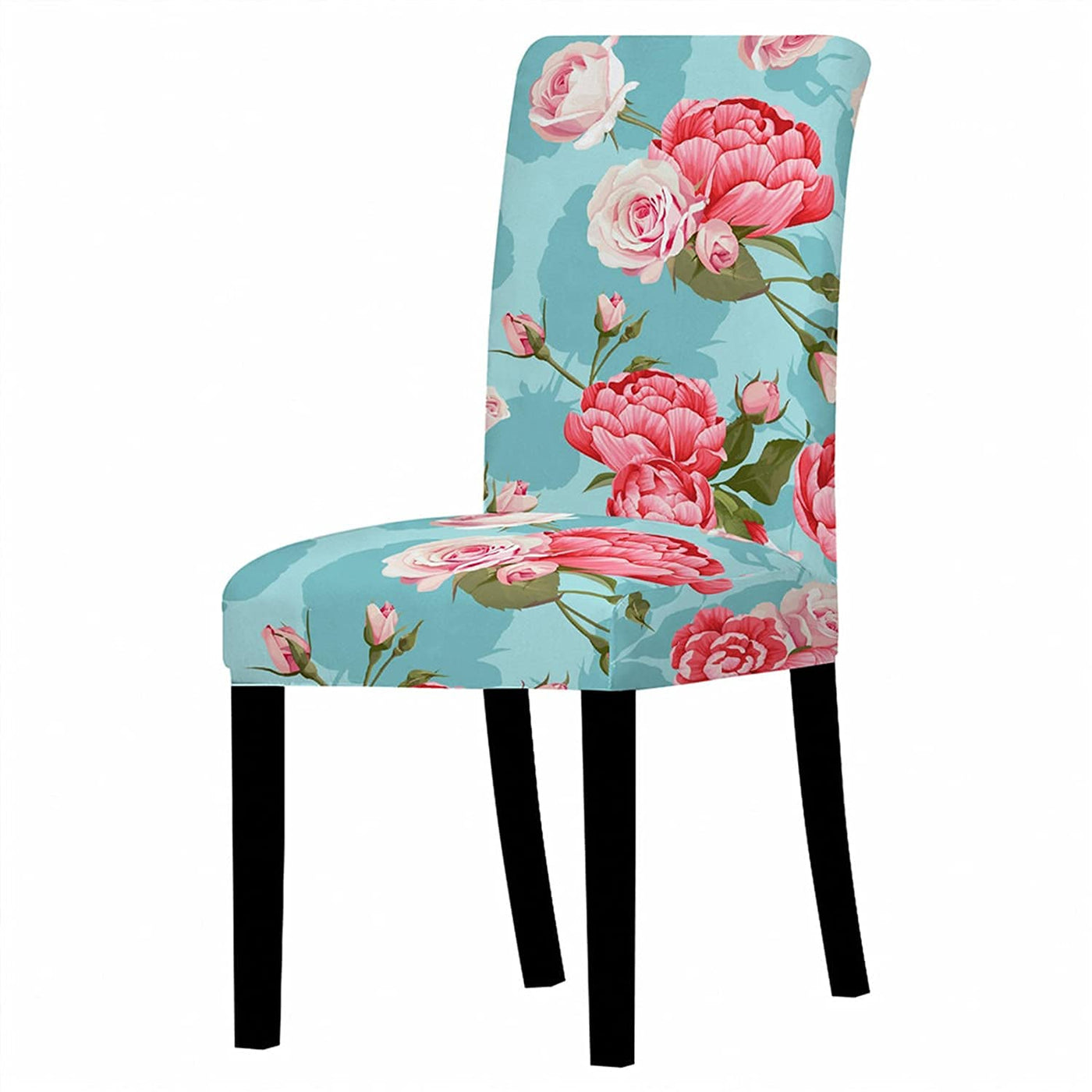 Elastic Chair Cover - Light Blue Rose