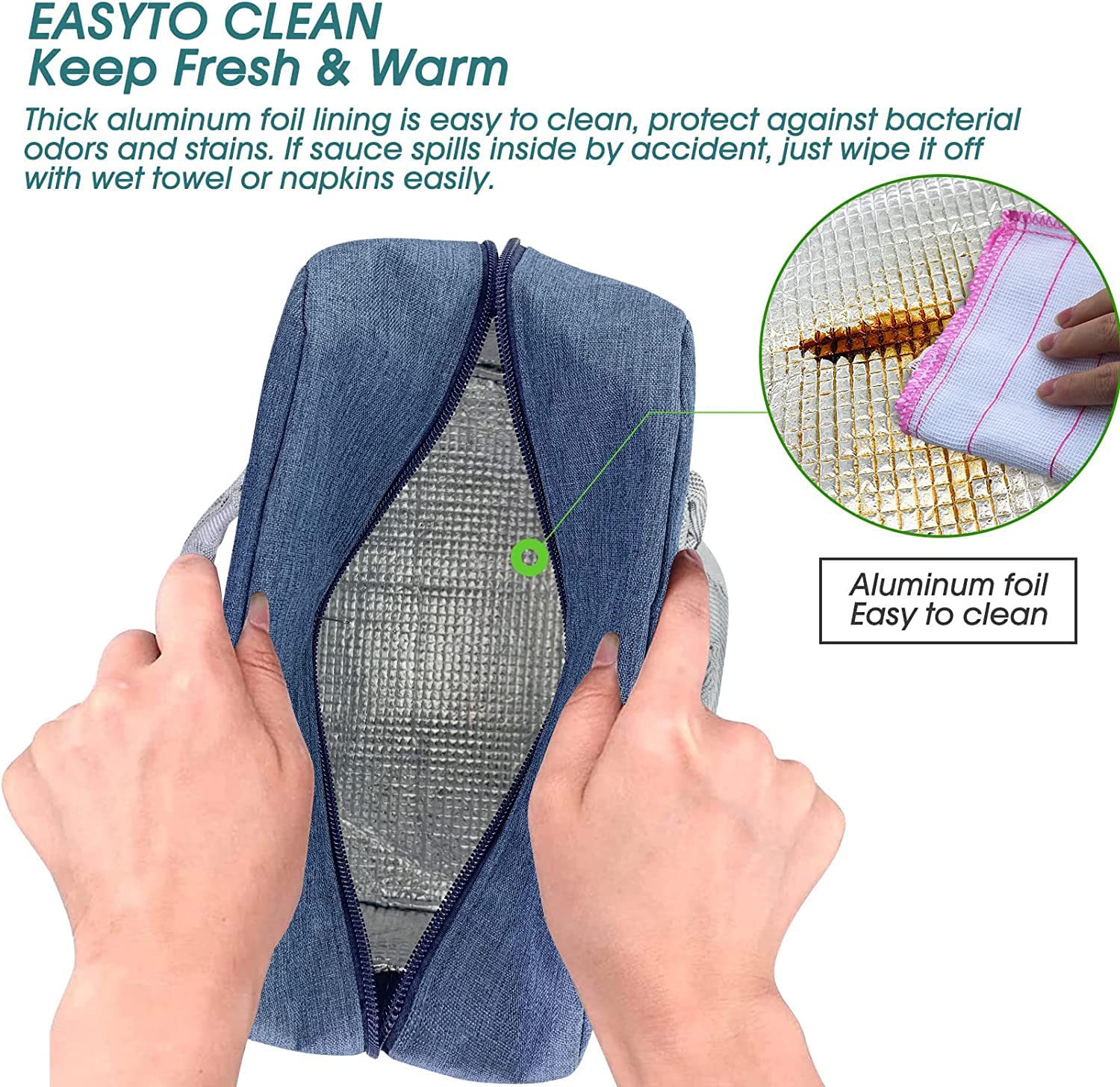 Insulated Large Reusable Lunch Bags with Adjustable & Removable Shoulder Strap