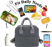 Insulated Large Reusable Lunch Bags with Adjustable & Removable Shoulder Strap