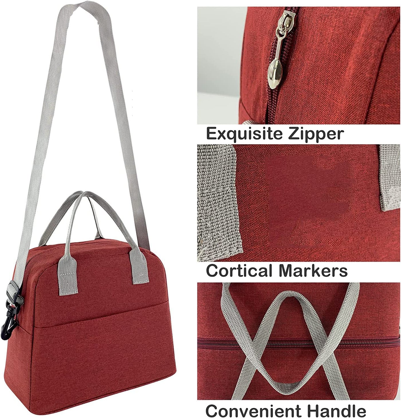 Insulated Large Reusable Lunch Bags with Adjustable & Removable Shoulder Strap