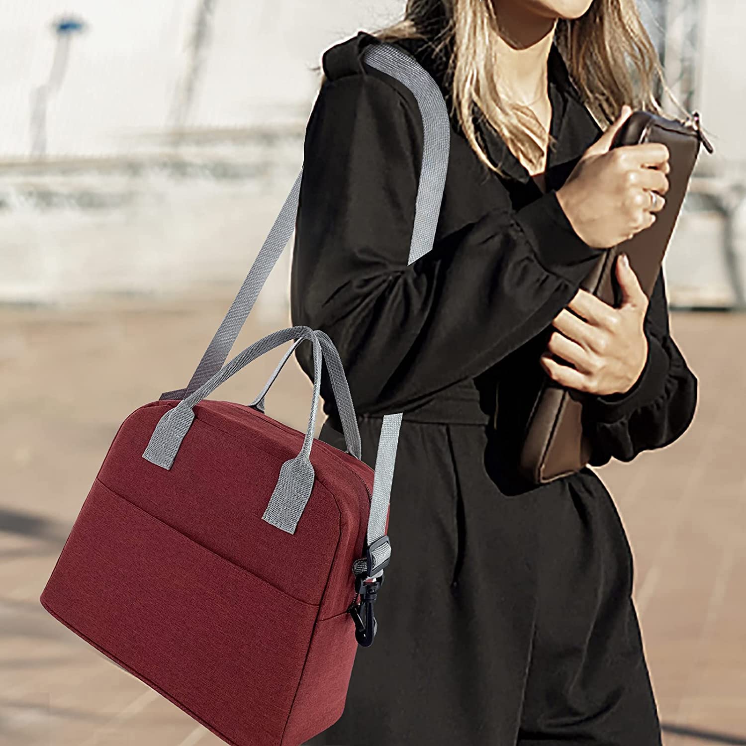 Insulated Large Reusable Lunch Bags with Adjustable & Removable Shoulder Strap