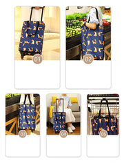 Shopping Cart with Wheels Oxford Fabric Trolley Bag
