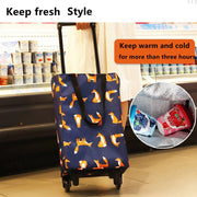Shopping Cart with Wheels Oxford Fabric Trolley Bag
