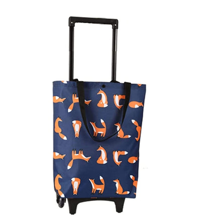 Shopping Cart with Wheels Oxford Fabric Trolley Bag