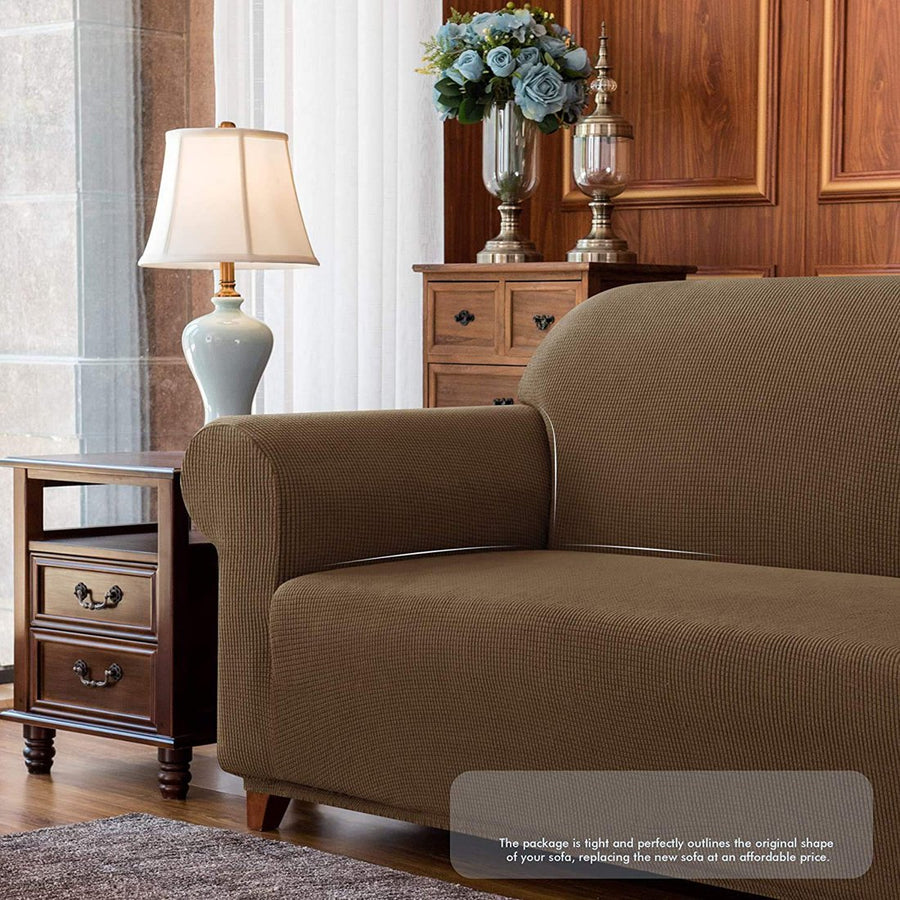 Jacquard Sofa Slipcover - Brown