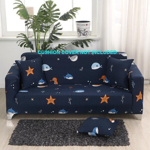 Printed Sofa Cover - Dark Blue Underwater