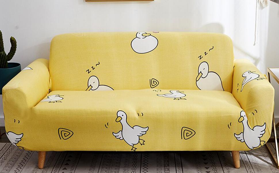Printed Sofa Cover - Yellow Duck